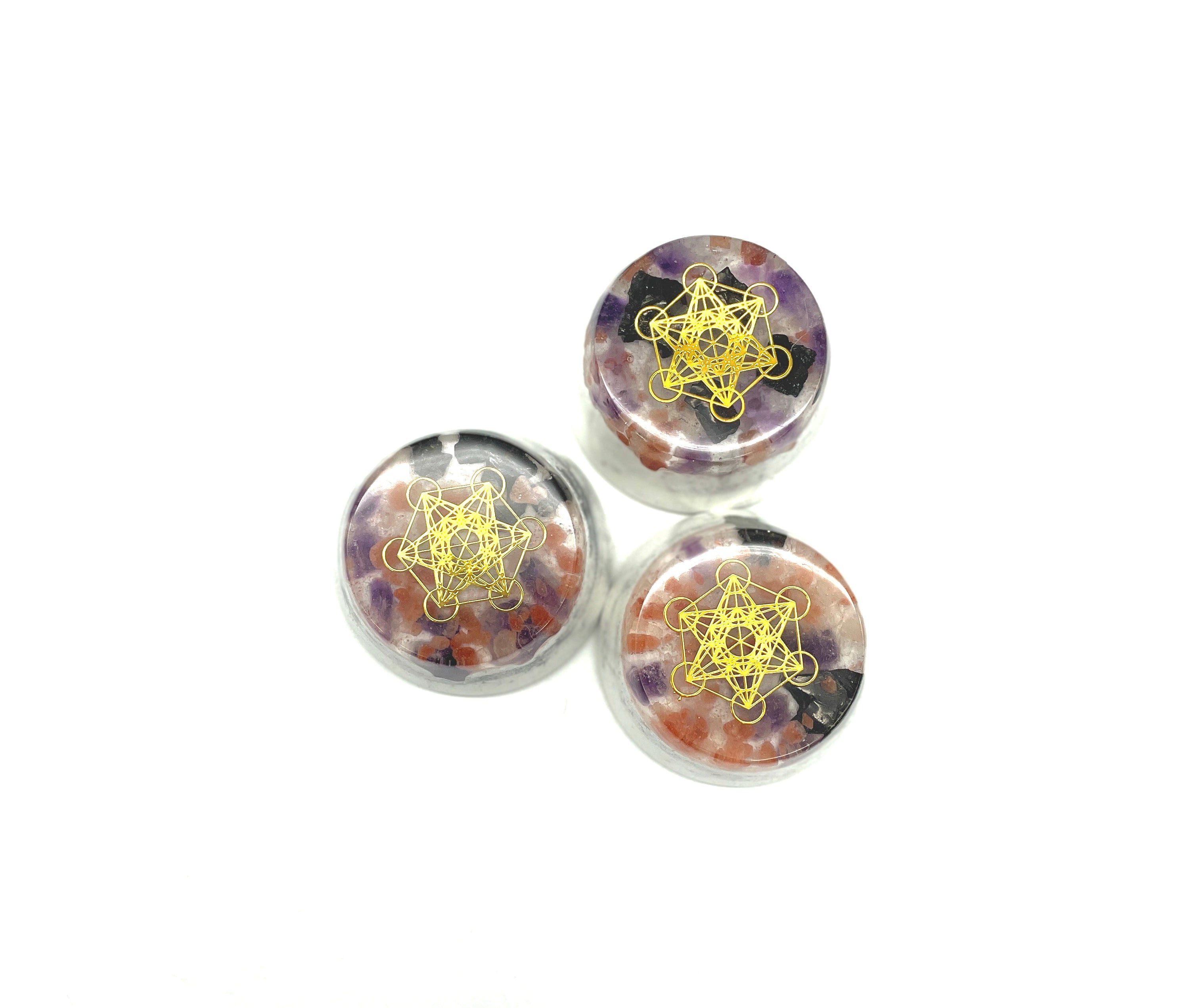Orgonit „Der Salzstreuer“ - 3 Stück mit „Metatron“ Symbol