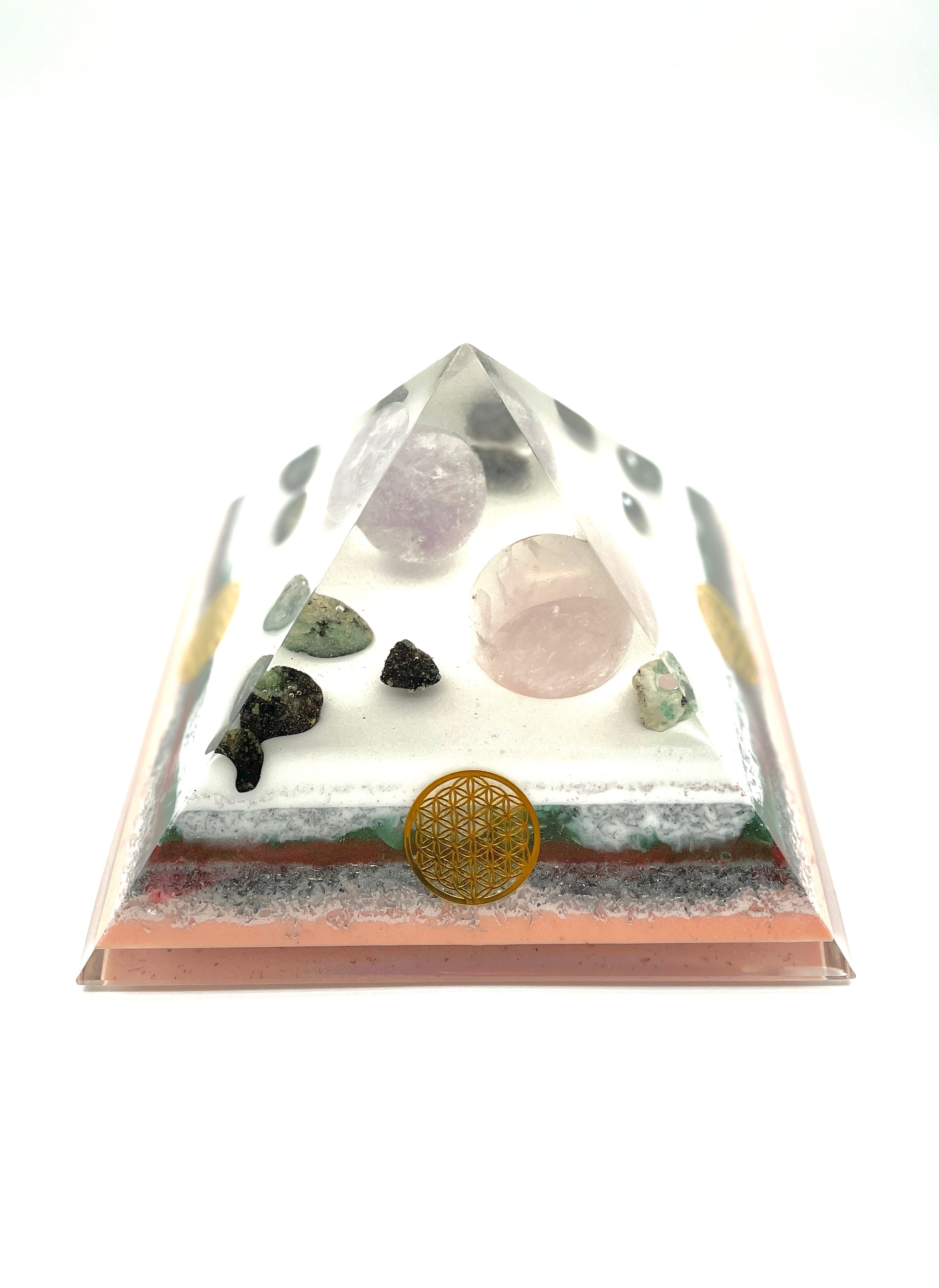 Rosenquarzkugel _ Amethystkugel Orgonitpyramide__20cm Seitenlänge