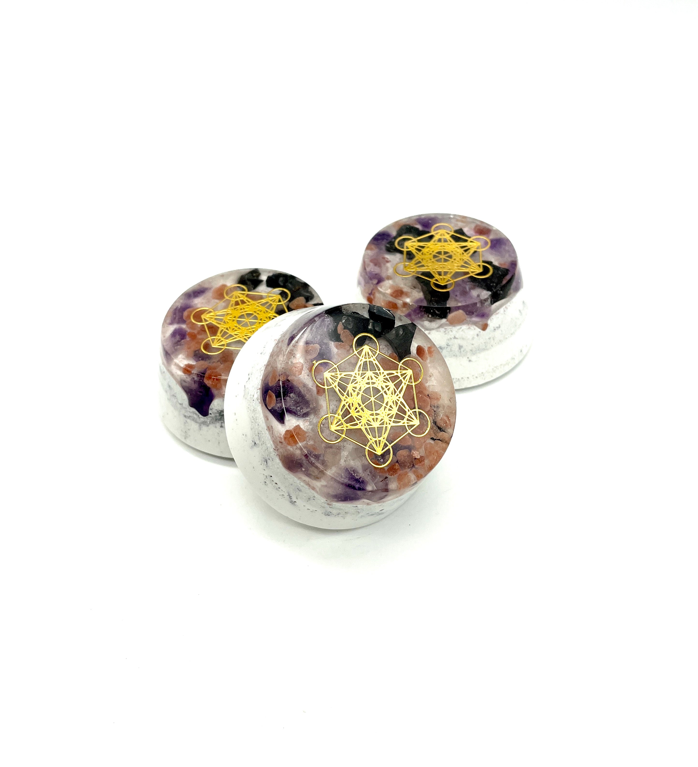 Orgonit „Der Salzstreuer“ - 3 Stück mit „Metatron“ Symbol