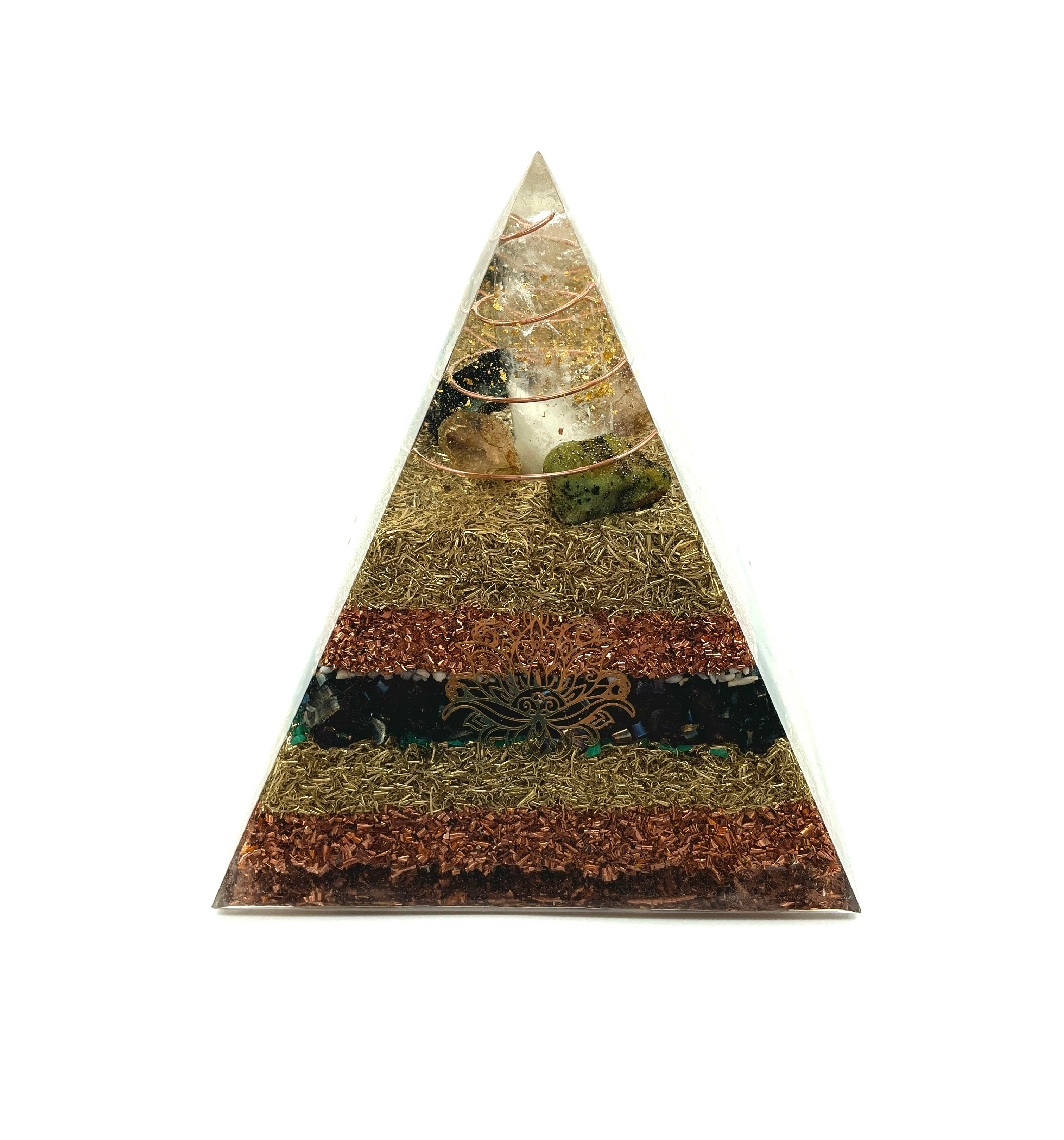 Orgonpyramide -Natur- mit großer Bergkristallspitze