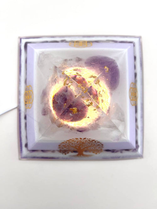 Beleuchteter Amethyst-Kugel Orgonit / Einzelstück