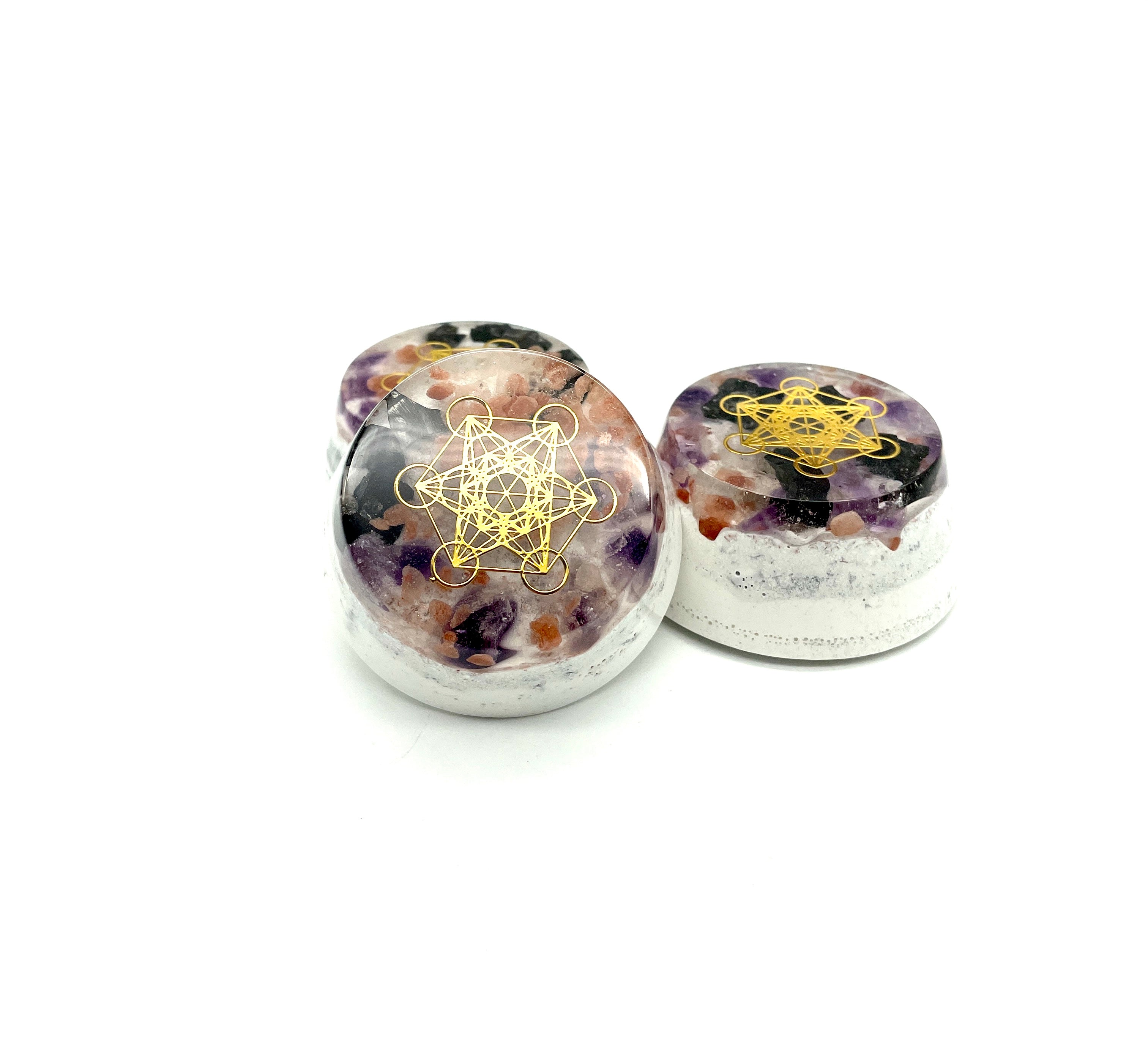 Orgonit „Der Salzstreuer“ - 3 Stück mit „Metatron“ Symbol