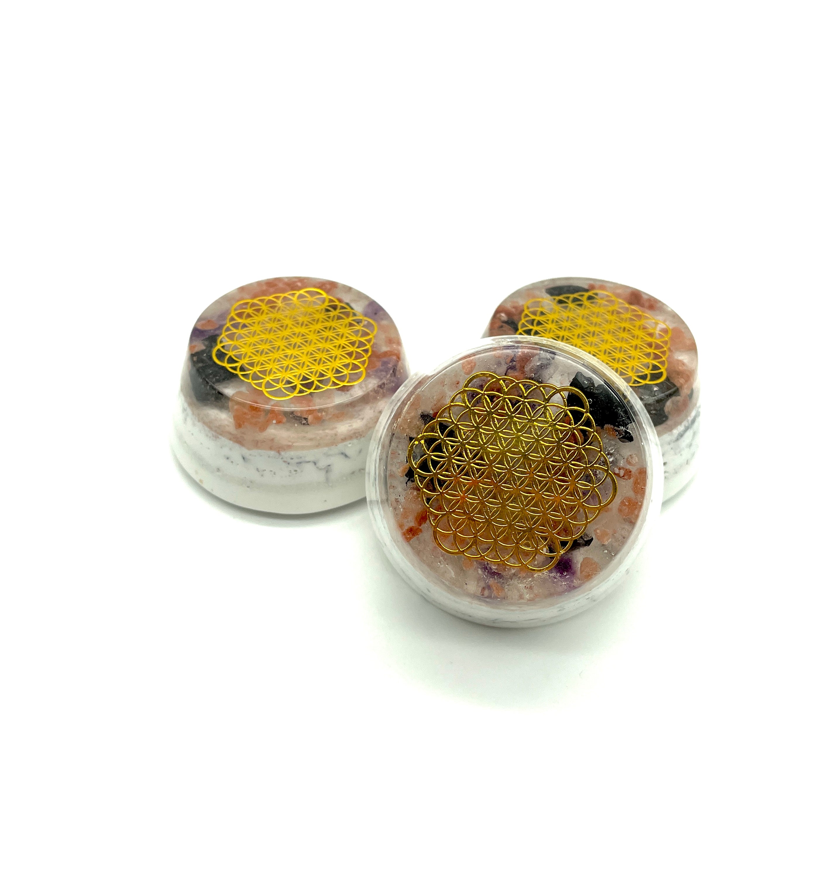 Orgonit „Der Salzstreuer“ mit Symbol „Blume des Lebens“