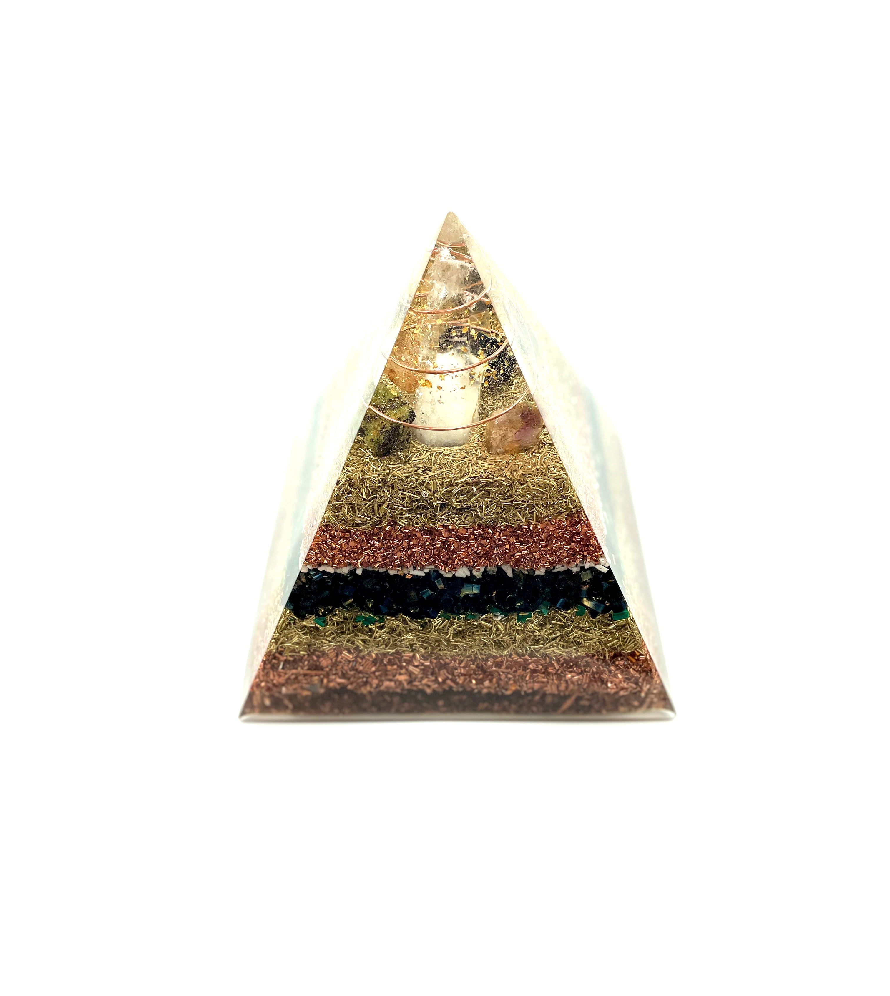 Orgonpyramide -Natur- mit großer Bergkristallspitze